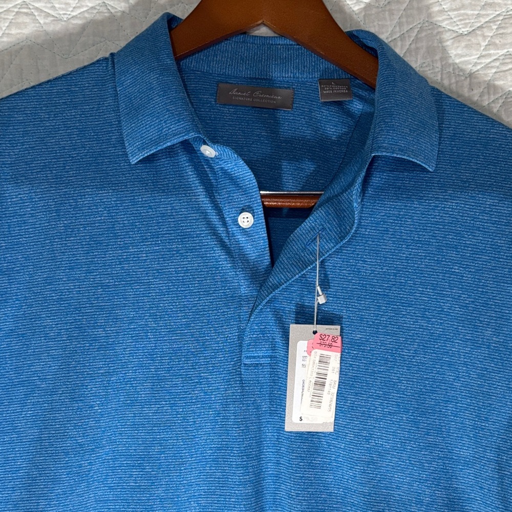 Daniel Cremieux Heathered Blue Short-Sleeve Polo - Picture 3 of 13